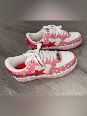 New Bape Sta KRA custom Hello Kitty Kids /adults Pink & White Print Sneakers